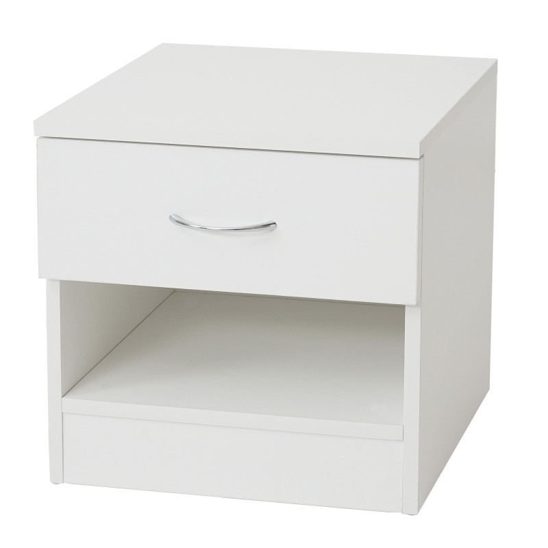 Commode Aarhus, table de chevet / nuit, 1 tiroir 41x40x35cm - blanc