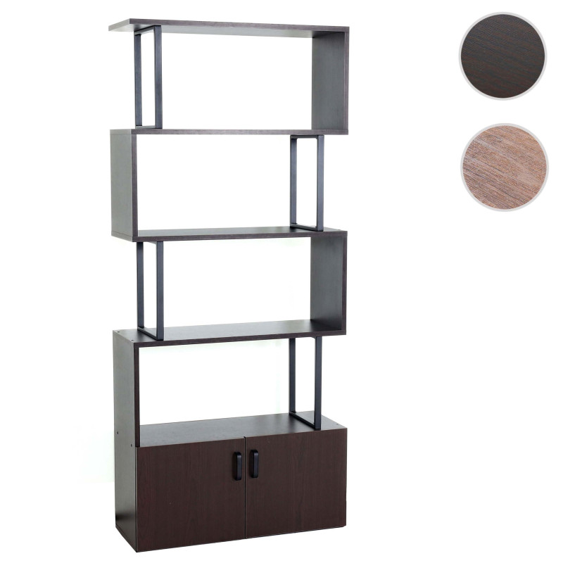 Bibliothèque étagère sur pied séparateur de pièce, compartiment de rangement avec porte 183x80cm structure 3D - brun foncé