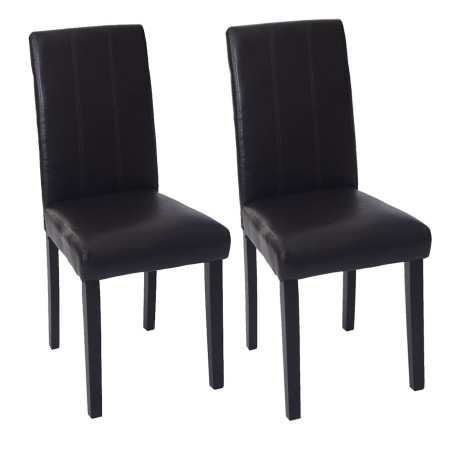 2x chaise de salle à manger Florina, fauteuil - similicuir marron, pieds foncés