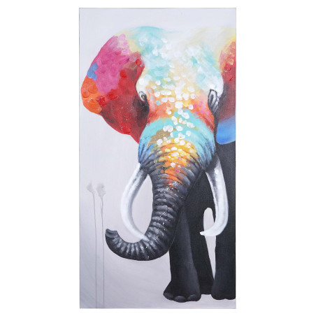 Tableau à l'huile, éléphant II, peint à la main à 100%, toile de décoration murale XL - 140x70cm