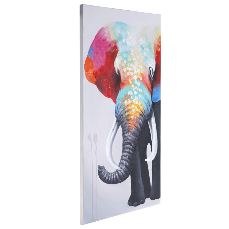 Tableau à l'huile, éléphant II, peint à la main à 100%, toile de décoration murale XL - 140x70cm