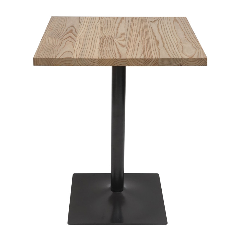 Table de bistrot table de bar, industrielle Gastro métal orme massif certifié MVG 70x70cm - brun clair