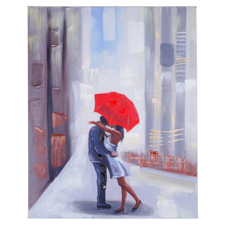 Tableau à l'huile, couple, peint à la main à 100%, toile de décoration murale XL - 100x80cm