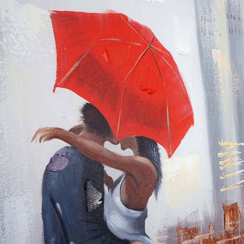 Tableau à l'huile, couple, peint à la main à 100%, toile de décoration murale XL - 100x80cm