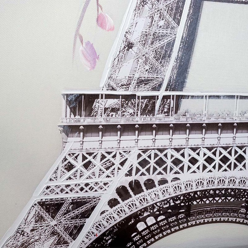 Tableau à l'huile, Tour Eiffel, peint à la main à 100%, toile de décoration murale XL - 100x70cm
