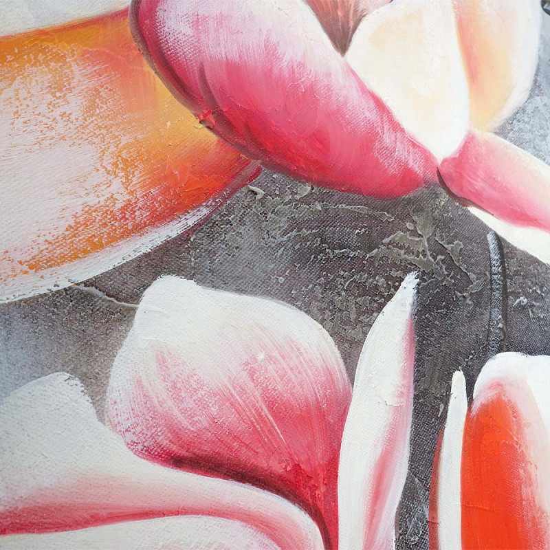 Tableau à l'huile, rameau de fleurs, peint à la main à 100%, toile de décoration murale XL - 90x90cm