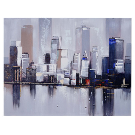 Tableau à l'huile, New York, peint à la main à 100%, toile de décoration murale XL - 120x90cm