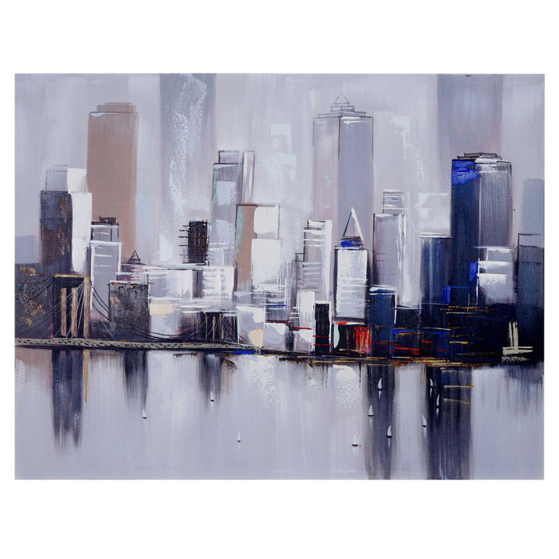 Tableau à l'huile, New York, peint à la main à 100%, toile de décoration murale XL - 120x90cm