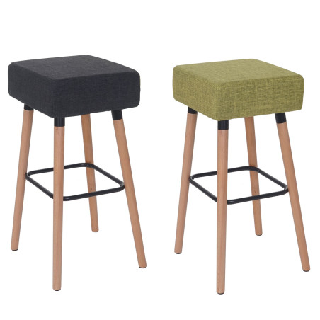 2x tabouret de bar Stirling, chaise de comptoir, tissu - gris foncé