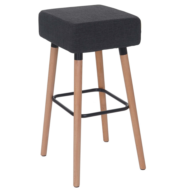 2x tabouret de bar Stirling, chaise de comptoir, tissu - gris foncé