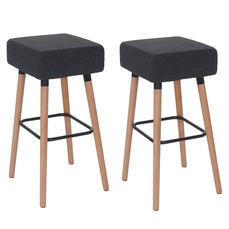 2x tabouret de bar Stirling, chaise de comptoir, tissu - gris foncé