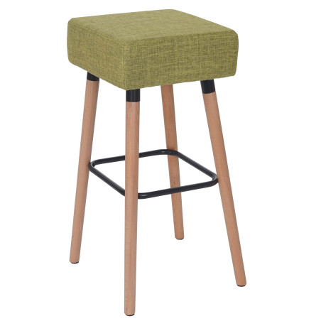 2x tabouret de bar Stirling, chaise de comptoir, tissu - vert clair