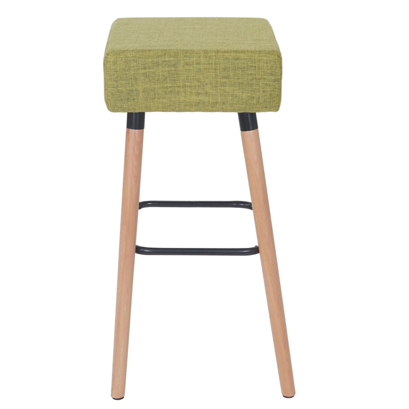 2x tabouret de bar Stirling, chaise de comptoir, tissu - vert clair