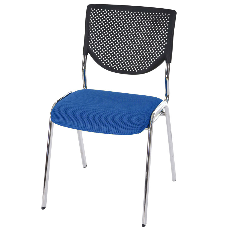 Lot de 4 chaises de conférence / visiteur T401, empilable - siège bleu, pieds chromés