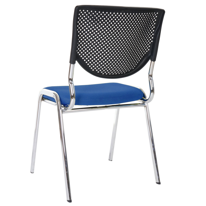 Lot de 4 chaises de conférence / visiteur T401, empilable - siège bleu, pieds chromés