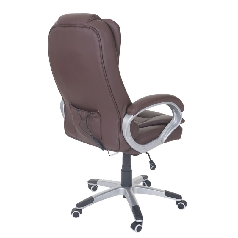 Fauteuil de bureau pro Blackborn, chaise de massage, fauteuil directorial, similicuir - marron