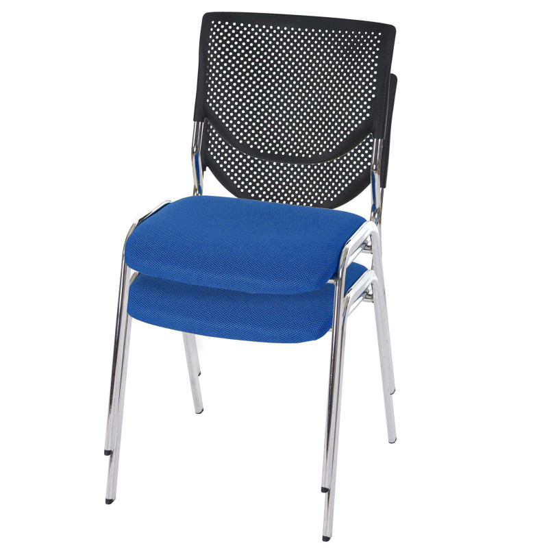 Lot de 2 chaises de conférence / visiteur T401, empilable - siège bleu, pieds chromés