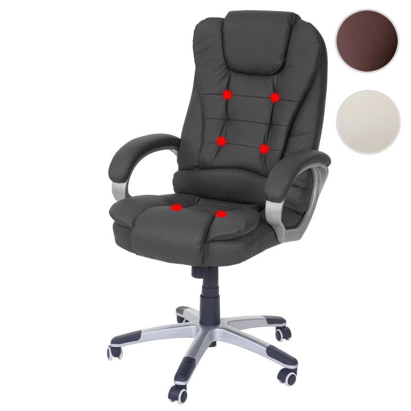 Fauteuil de bureau pro Blackborn, chaise de massage, fauteuil directorial, similicuir - noir