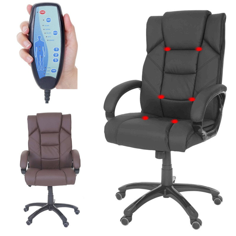 Fauteuil de bureau pro Stafford, chaise de massage, fauteuil directorial, similicuir - marron
