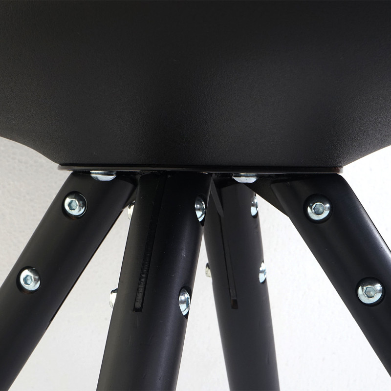 6x chaise de séjour/salle à manger Malmö T501 / design rétro - noir, siège similicuir noir, pieds foncés