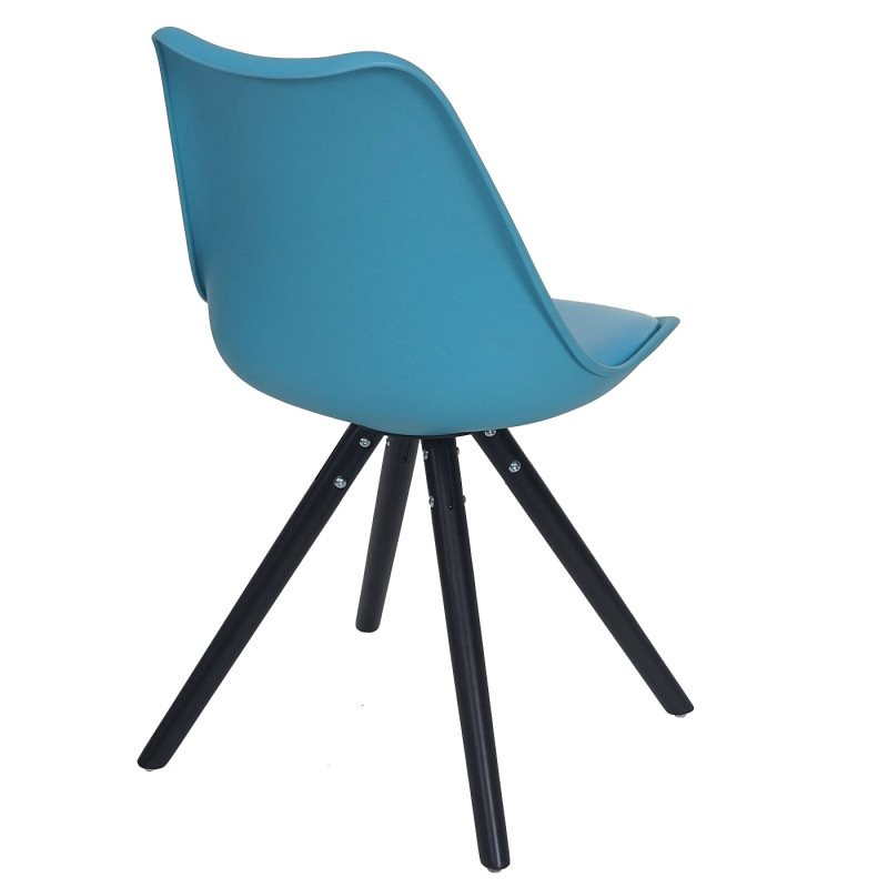 6x chaise de séjour/salle à manger Malmö T501 / design rétro - turquoise, siège similicuir, pieds foncés