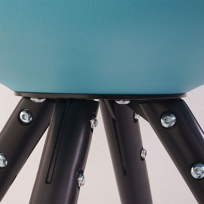 6x chaise de séjour/salle à manger Malmö T501 / design rétro - turquoise, siège similicuir, pieds foncés