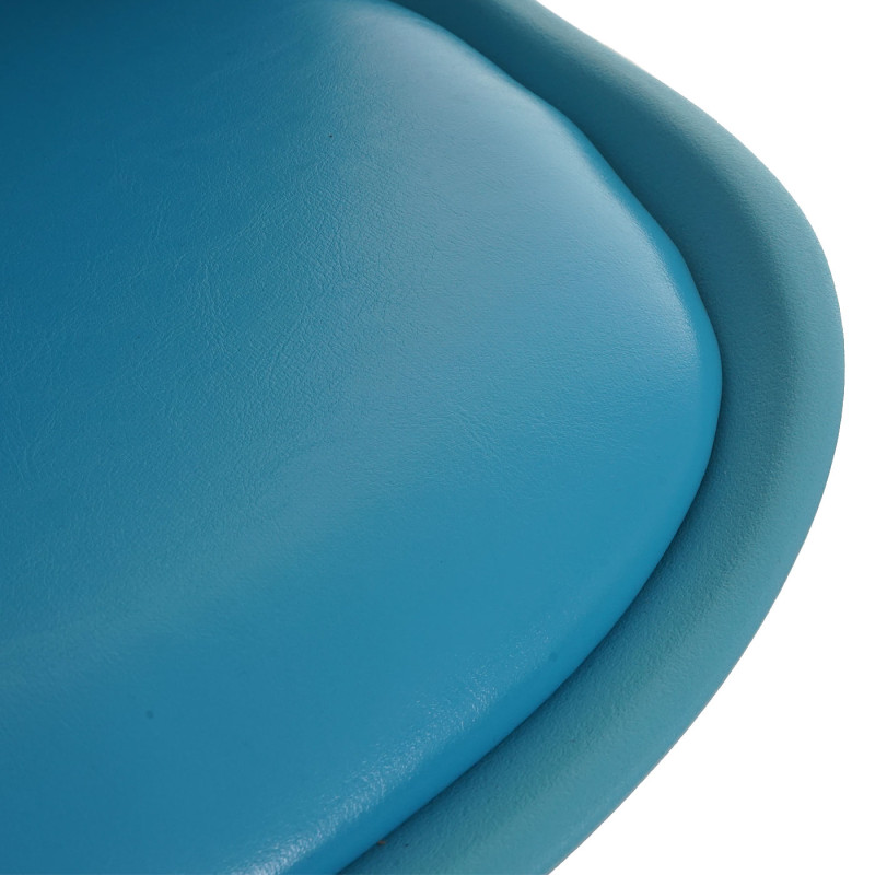 6x chaise de séjour/salle à manger Malmö T501 / design rétro - turquoise, siège similicuir, pieds foncés