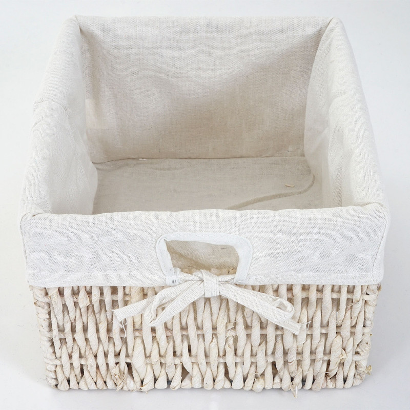 Étagère échelle Goiana, Étagère sur pied avec 4 tiroirs en osier 101x30cm, style shabby, vintage - blanc