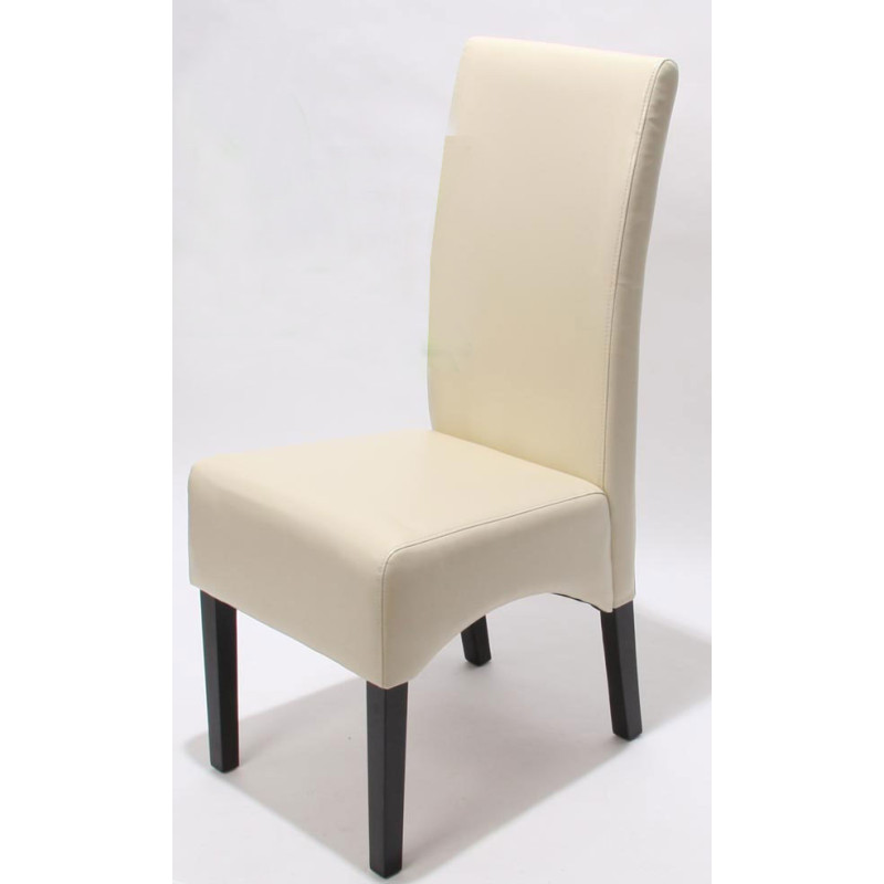 Lot de 2 chaises Latina, salle à manger, cuir reconstitué - couleur crème, pieds clairs