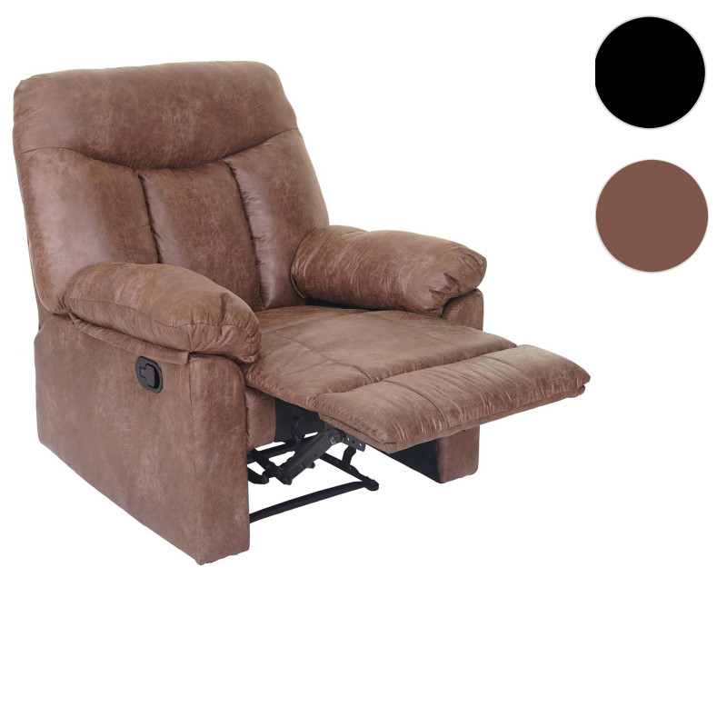 Fauteuil de télévision Watford, fauteuil relax, chaise longue - aspect daim, tissu