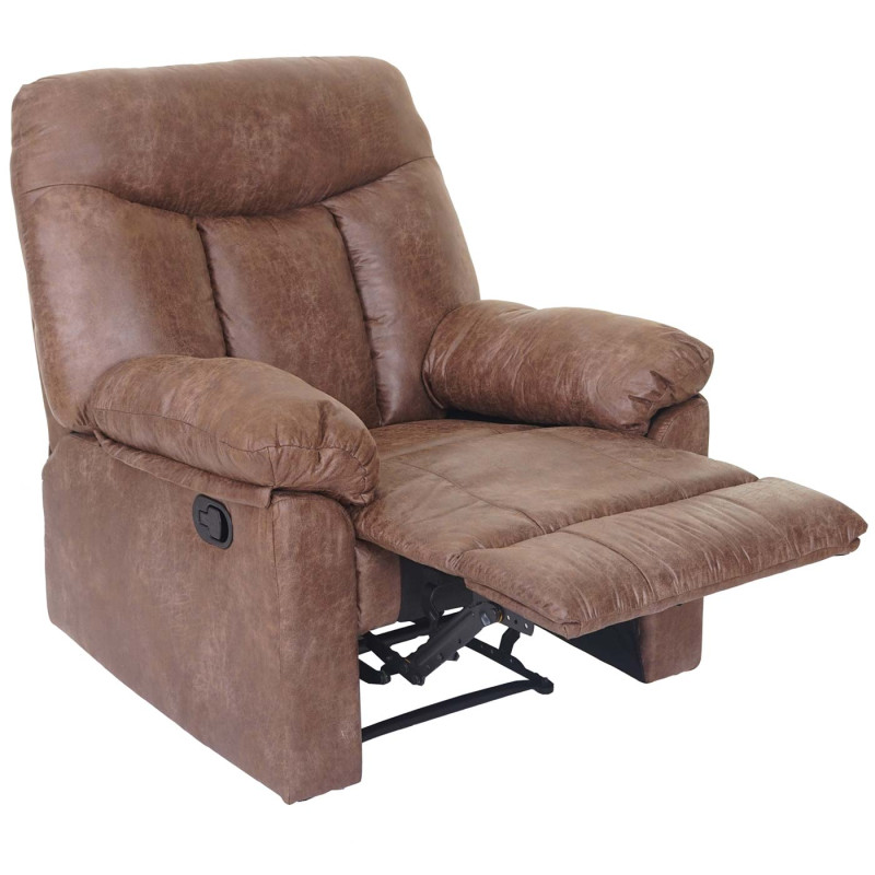 Fauteuil de télévision Watford, fauteuil relax, chaise longue - aspect daim, tissu