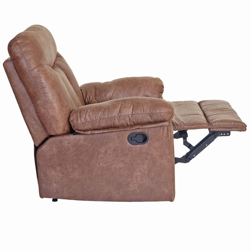 Fauteuil de télévision Watford, fauteuil relax, chaise longue - aspect daim, tissu