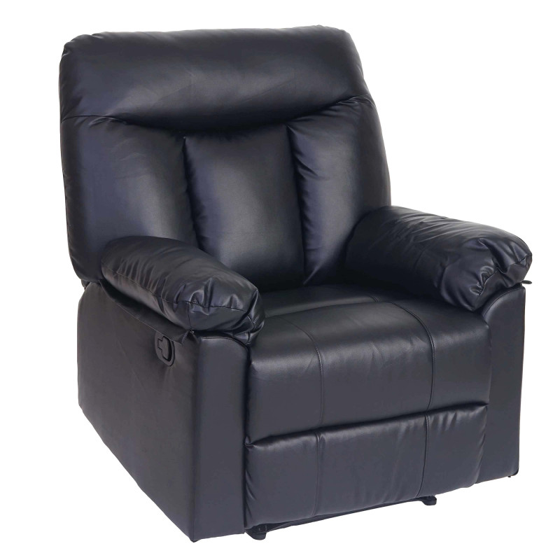 Fauteuil de télévision Watford, fauteuil relax, chaise longue - noir, similicuir