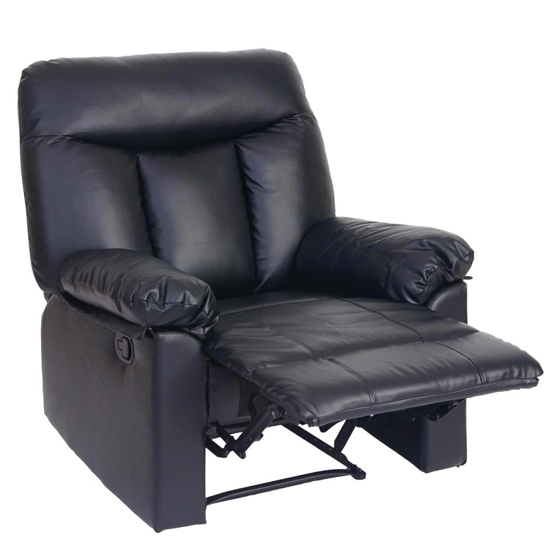 Fauteuil de télévision Watford, fauteuil relax, chaise longue - noir, similicuir