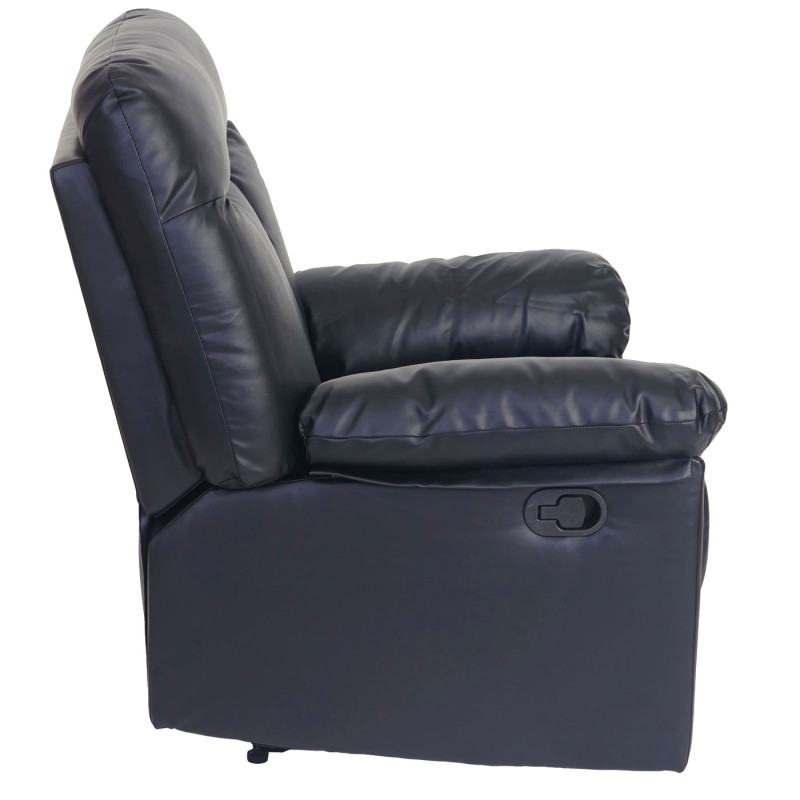 Fauteuil de télévision Watford, fauteuil relax, chaise longue - noir, similicuir