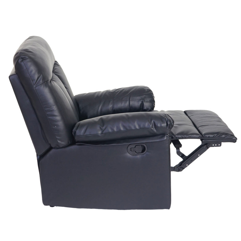 Fauteuil de télévision Watford, fauteuil relax, chaise longue - noir, similicuir