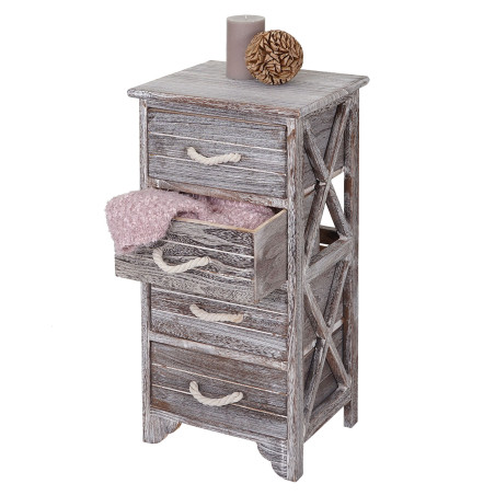 Commode Lulea, commode à tiroirs, armoire, 4 tiroirs 70x33x28cm style shabby, vintage - marron