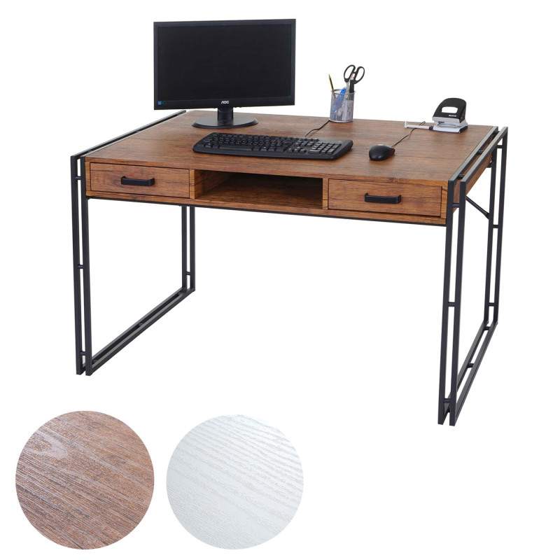 Bureau table d'ordinateur, 121x70cm, structure 3D - aspect chêne sauvage