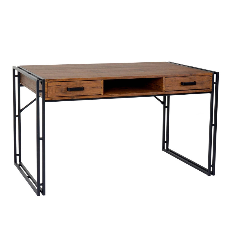 Bureau table d'ordinateur, 121x70cm, structure 3D - aspect chêne sauvage