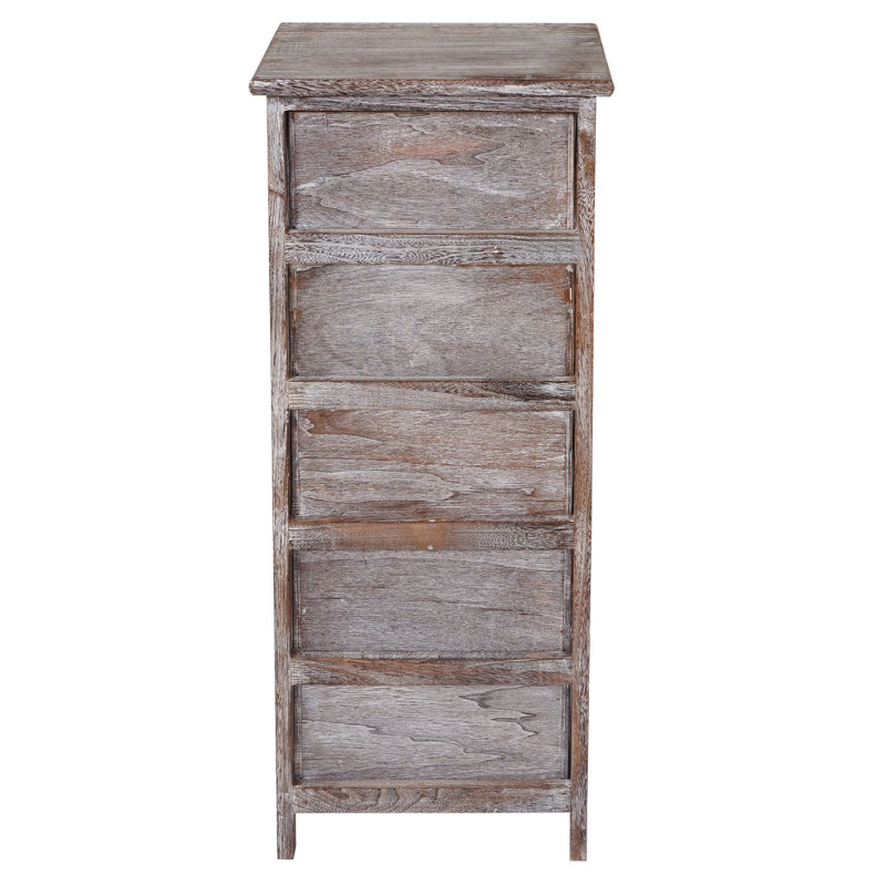 Commode Lulea, commode à tiroirs, armoire, 5 tiroirs 85x33x28cm style shabby, vintage - marron