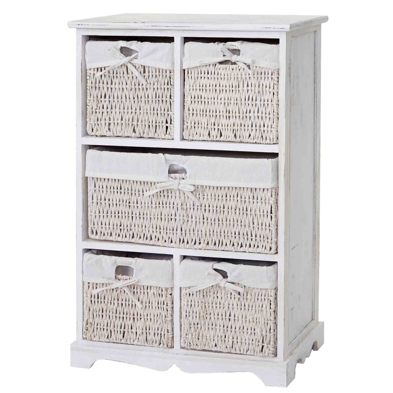 Commode Dundee, armoire à tiroirs, style shabby, vintage 90x60x30cm - blanc