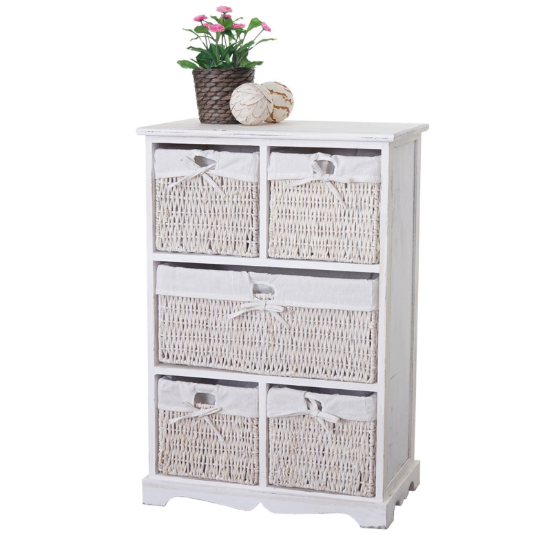 Commode Dundee, armoire à tiroirs, style shabby, vintage 90x60x30cm - blanc