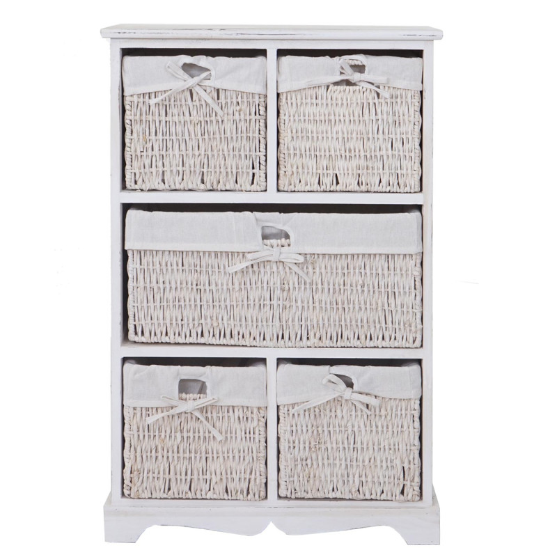 Commode Dundee, armoire à tiroirs, style shabby, vintage 90x60x30cm - blanc