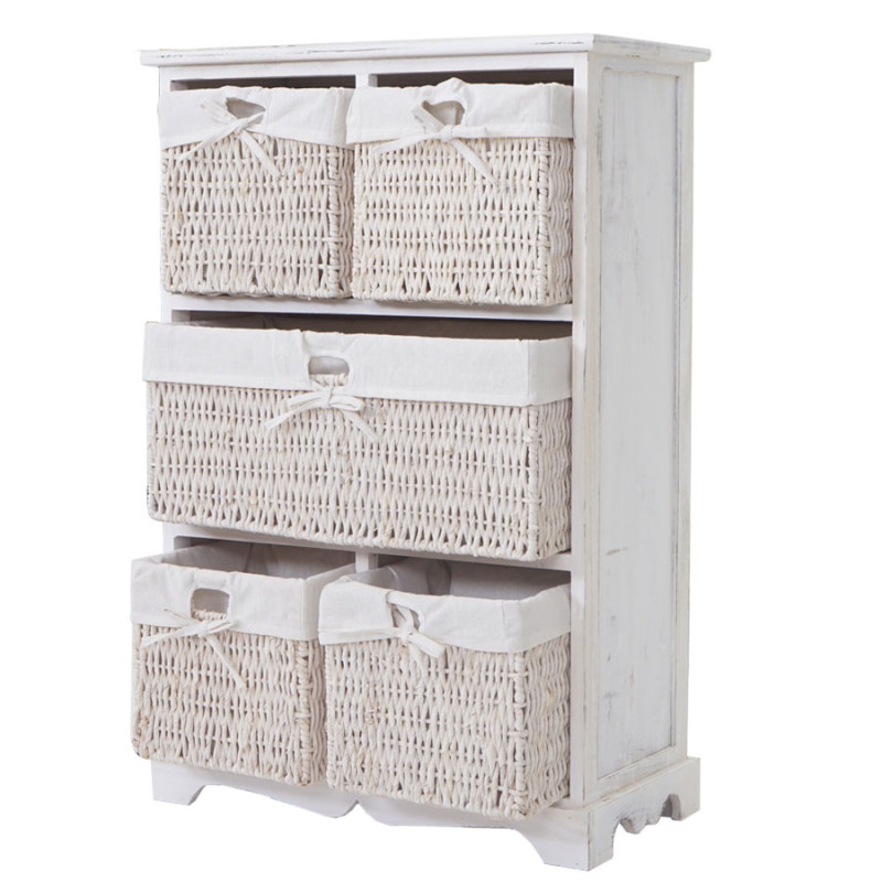 Commode Dundee, armoire à tiroirs, style shabby, vintage 90x60x30cm - blanc