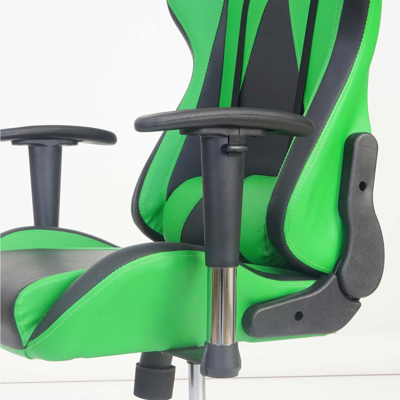 Fauteuil de bureau pro Loksa T682 XXL, chaise pitovante, charge jusqu'à 150kg, similicuir - vert