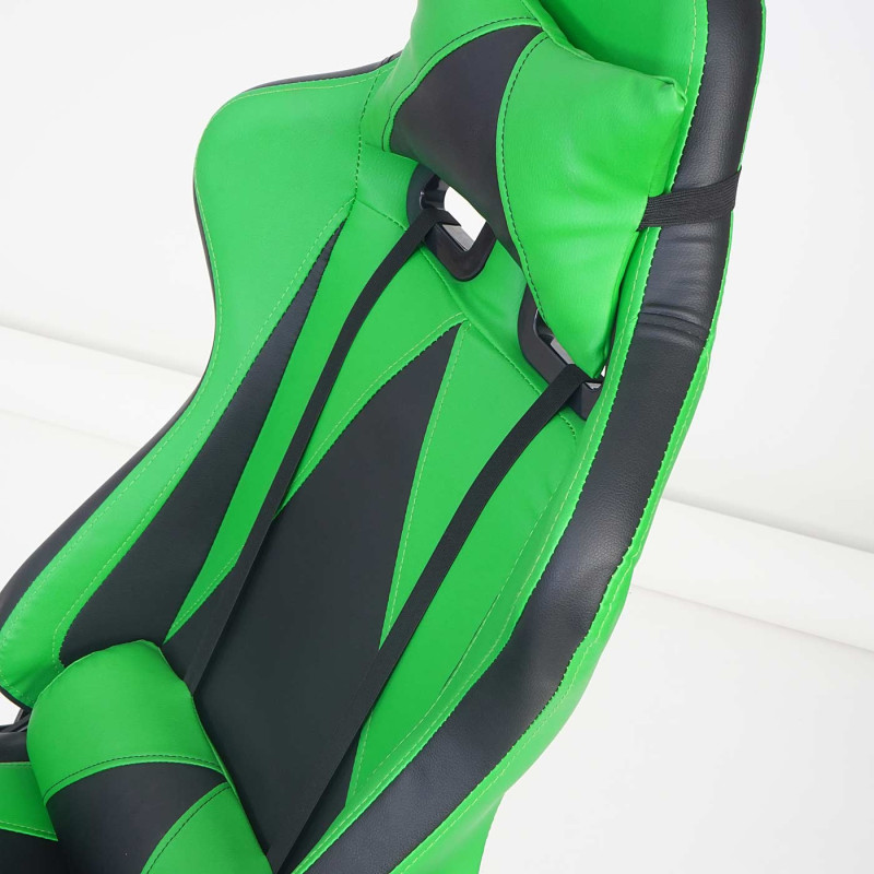 Fauteuil de bureau pro Loksa T682 XXL, chaise pitovante, charge jusqu'à 150kg, similicuir - vert