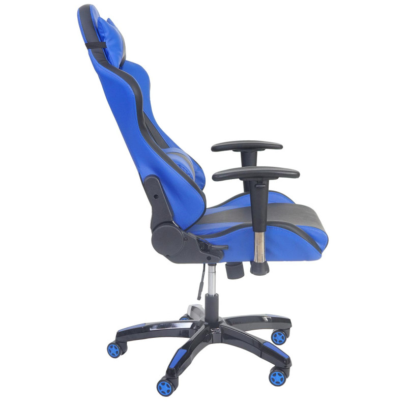 Fauteuil de bureau pro Loksa T682 XXL, chaise pitovante, charge jusqu'à 150kg, similicuir - bleu