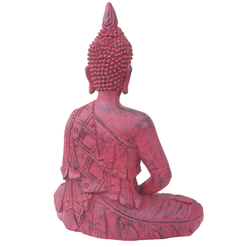 XL figure de décoration bouddha assis 39cm, polyresin sculpture, intérieur/plein air - rouge