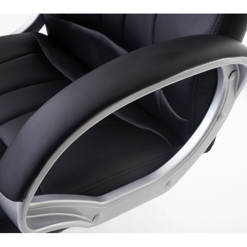 Fauteuil de bureau Bray, chaise pitovante, fauteuil directorial, similicuir - noir