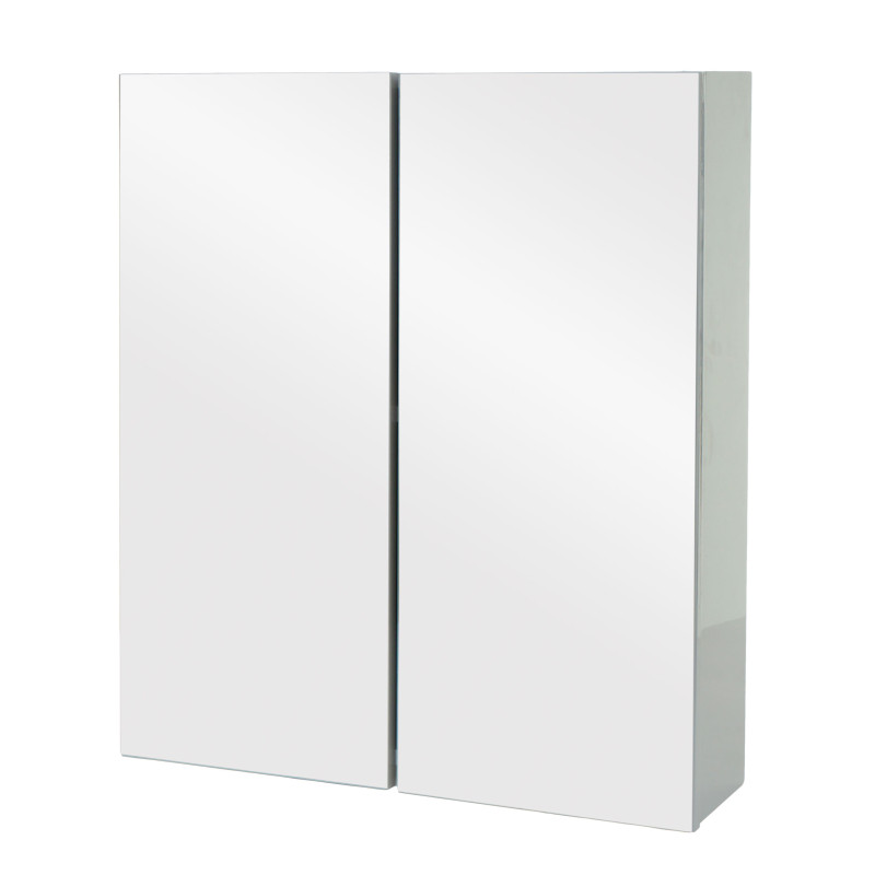 Armoire à glace armoire de salle de bain suspendue, 2 étagères haute brillance MVG-certifié 70x60x16cm - gris